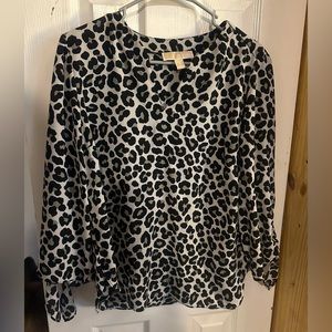 Leopard Print 3/4 Sleeve Michael Kors Blouse